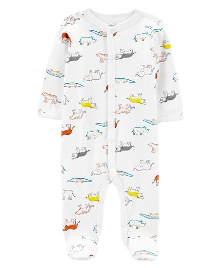 Carter's Animal Snap-Up Cotton Sleep & Play - White