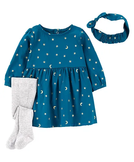 Carter's 3-Piece Dress & Tights Set - Blue