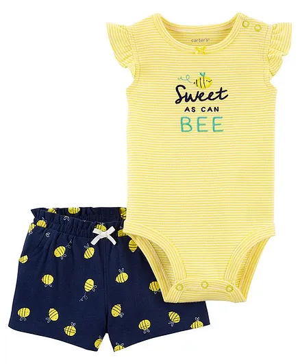 Carter's 2-Piece Bee Bodysuit & Short Set - Yellow Navy