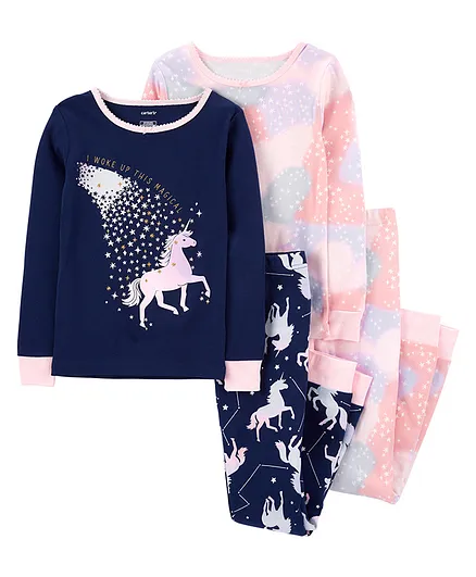 Carter's 4-Piece Unicorn 100% Snug Fit Cotton PJs - Multicolor