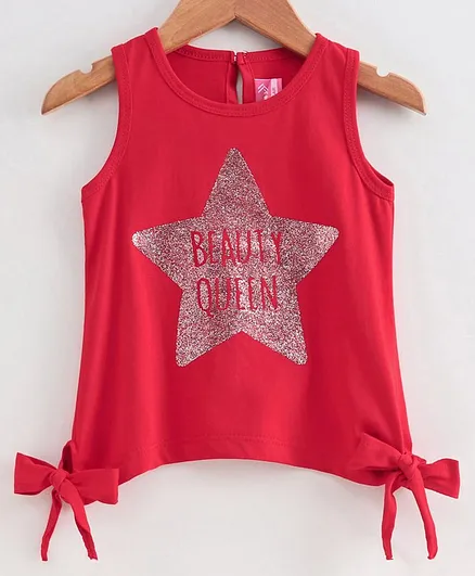 Play by Little Kangaroos Sleeveless Beauty Queen Printed Top - Red