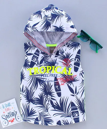 Little Kangaroos Hooded Sleeveless Tee - White