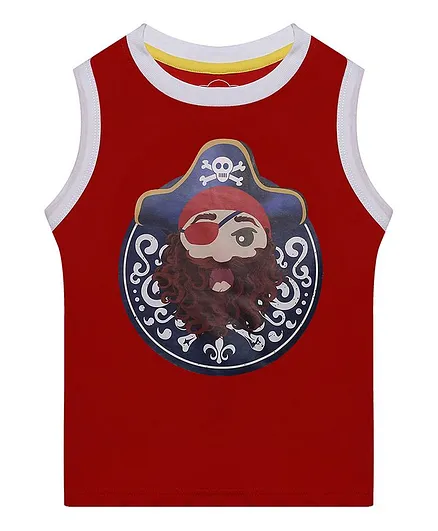 Imagica Sleeveless Pirate Printed Tee - Red