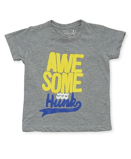 Imagica Half Sleeves Awesome Printed Tee - Grey