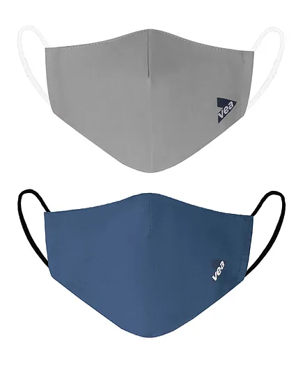 VEA Adults Cotton 5 Layered Filtration Face Mask Silver Blue Large - Pack of 2