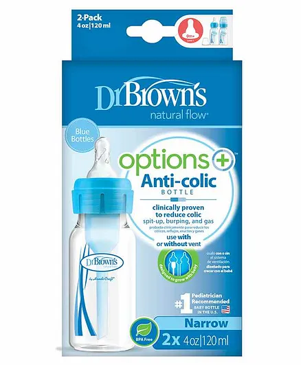 Dr Browns Narrow Options Feeding Bottle Pack of 2 Blue - 120 ml