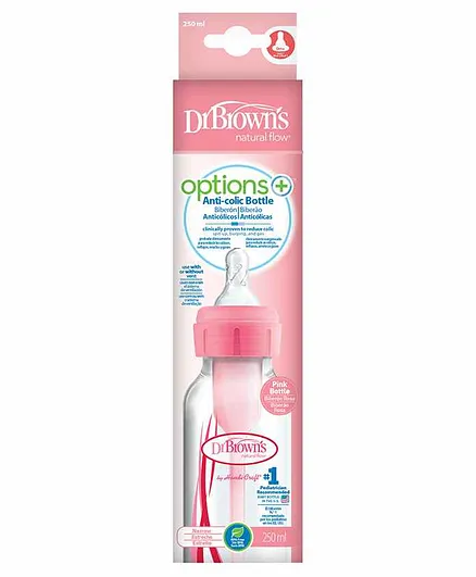 Dr Brown's Feeding Bottle With Wide Neck Pink - 250 ml