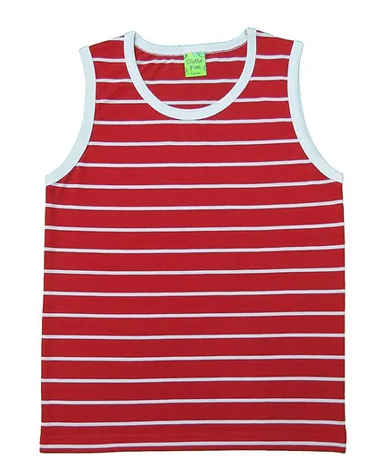 Clothe Funn Sleeveless Striped T-Shirt - Red & White