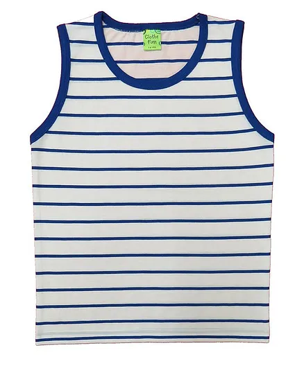 Clothe Funn Sleeveless Striped T-Shirt - Blue White