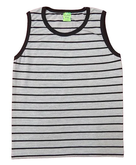 Clothe Funn Sleeveless Striped T-Shirt - Grey Blue