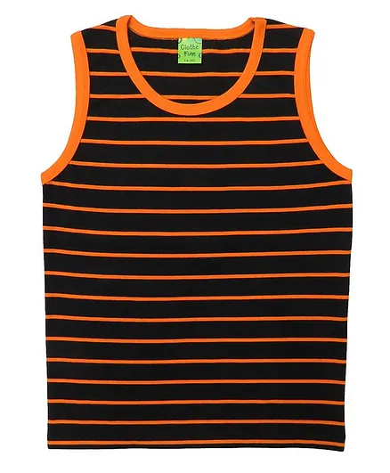 Clothe Funn Sleeveless Striped T-Shirt - Black Orange