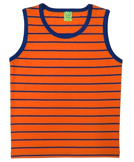 Clothe Funn Sleeveless Striped T-Shirt - Blue Orange