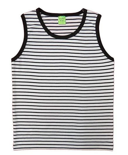 Clothe Funn Sleeveless Striped T-Shirt - White Black