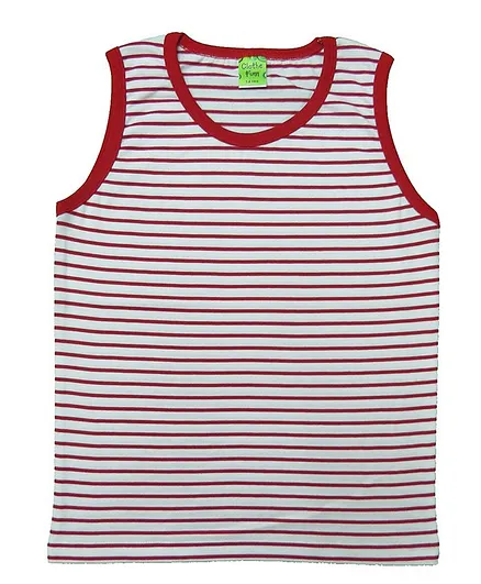 Clothe Funn Sleeveless Striped T-Shirt - White Red