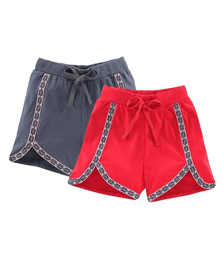 Kiddopanti Pack Of 2 Tape Hem Shorts - Red & Grey
