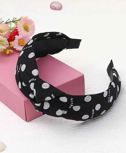 TMW Kids Polka Dot Print Knotted Hair Band - Black