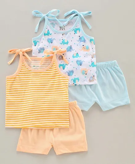 Ohms Singlet Slips & Shorts Pack of 2 - Orange Blue