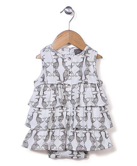 Kate Quinn Fish Print Dress - Off White