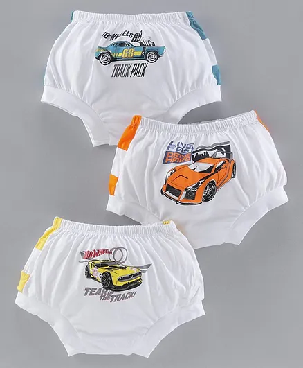 Red Rose Briefs Hot Wheels Print Pack of 3 - White