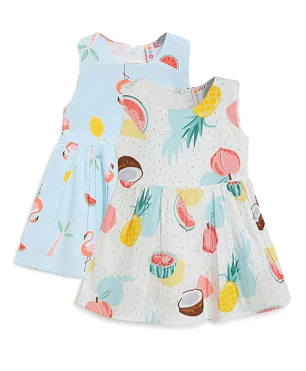 Kids On Board Pack Of 2 Sleeveless Flamingo Print Dress - Multicolor