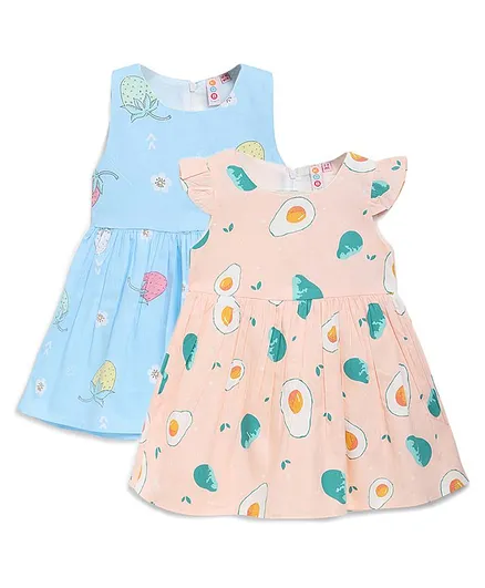 Kids On Board Pack Of 2 Sleeveless Fruit Print Dress - Multicolor