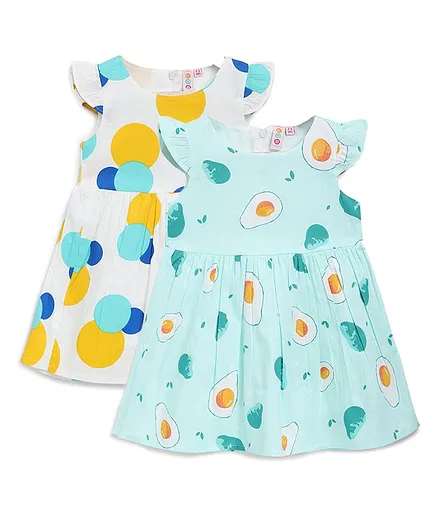 Kids On Board Pack Of 2 Cap Sleeves Avocado Print Dress - Multicolor