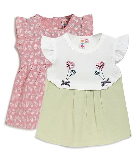 Kids On Board Pack Of 2 Cap Sleeves Pineapple Print Dress - Multicolor