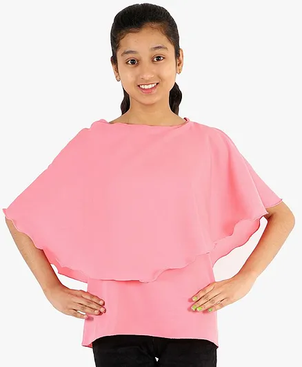 Chipbeys Half Sleeves Solid Color Top - Pink