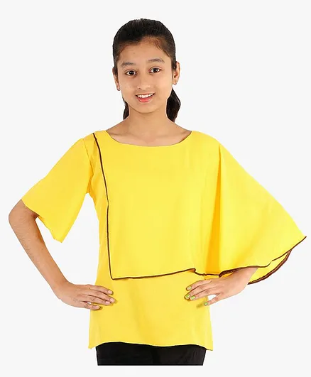 Chipbeys Half Sleeves Solid Color Top - Yellow