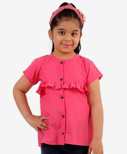 Chipbeys Half Sleeves Solid Color Top - Pink