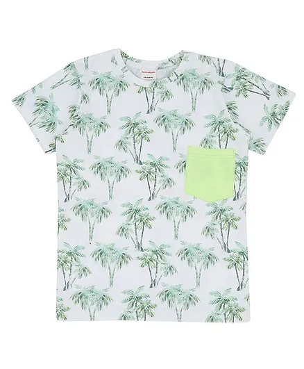 RAINE AND JAINE Short Sleeves Palm Tree Print Tee - White