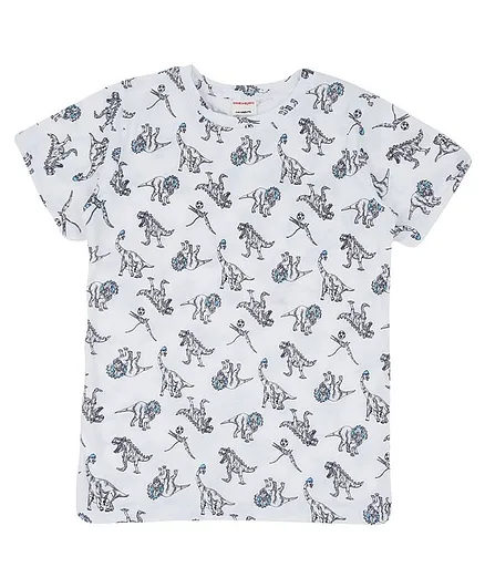 RAINE AND JAINE Short Sleeves Dinosaur Print Tee - White