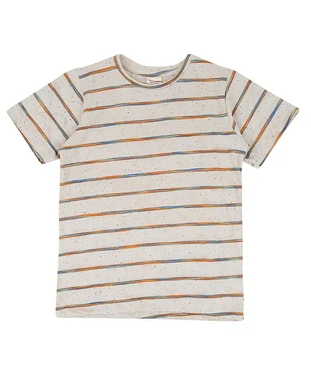 RAINE AND JAINE Short Sleeves Striped Tee - Beige