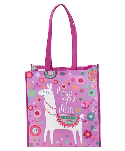 Stephen Joseph Recycled Gift Bag Large Size Llama Print - Pink