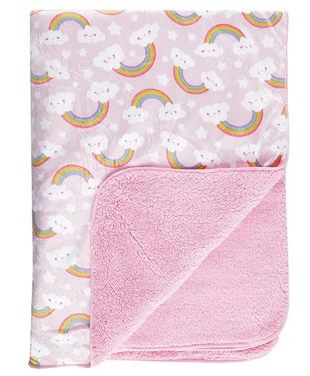 Baby Moo Rainbow Theme Fur Blanket - Pink