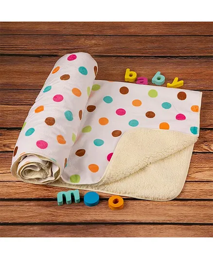 Baby Moo Polka Dot Theme Fur Blanket - White