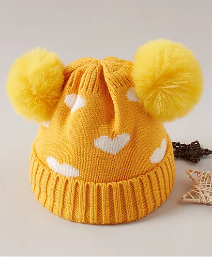Babyhug Woollen Cap Yellow - Diameter 10 cm
