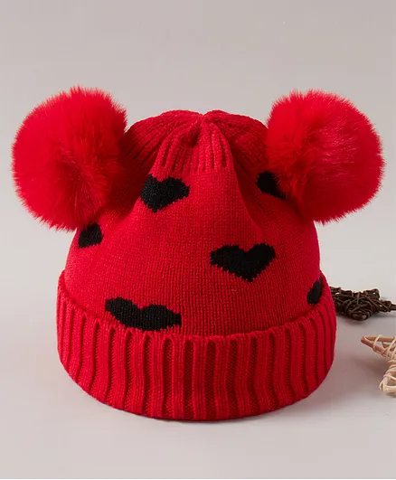 Babyhug Woollen Cap Red - Diameter 11 cm