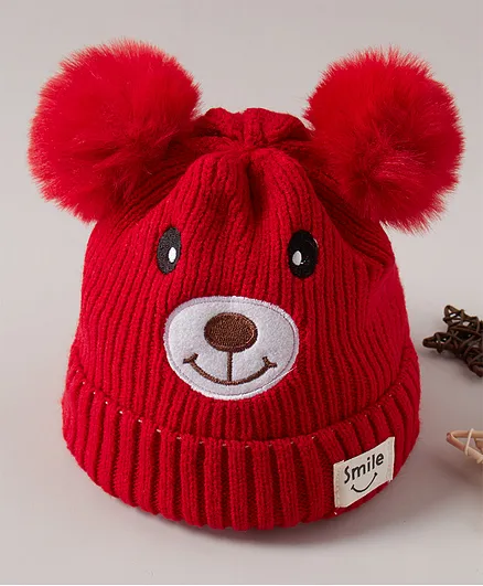 Babyhug Woollen Cap Red - Diameter 12 cm