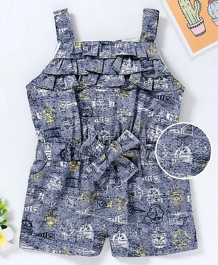 Enfance Core Sleeveless Boat Printed Jumpsuit - Blue
