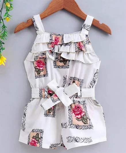 Enfance Core Sleeveless Rose Printed Jumpsuit - Pink