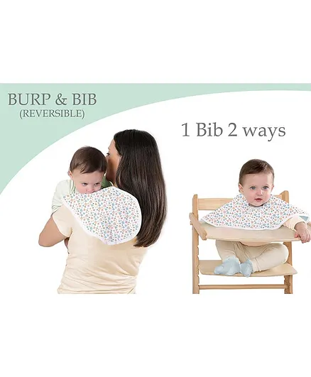 Abracadabra 2 in 1 Reversible Muslin Bib & Burp Pad Ditsy Floral Print - Multicolor
