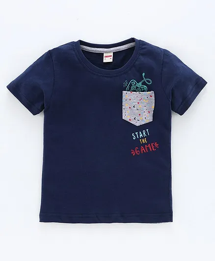 Ojos Half Sleeves Tee Animal Print - Blue