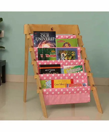 CuddlyCoo Wooden Book Shelf Stars Print - Pink