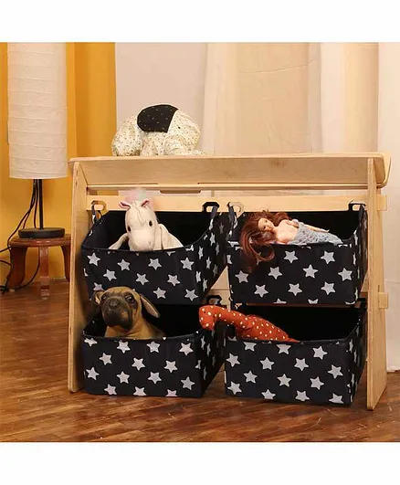 CuddlyCoo Toy Organizer with Book Shelf Star Print - Black