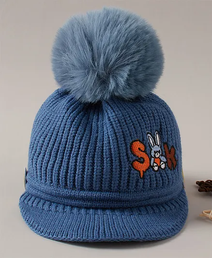 Babyhug Woolen Cap Blue - Diameter 44 cm