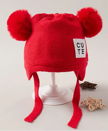 Babyhug Woolen Cap Red - Diameter 14 cm