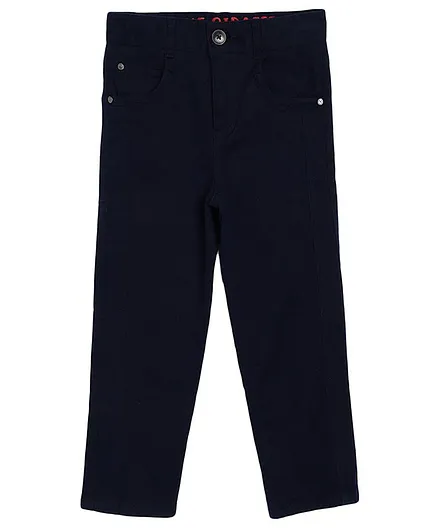 Blue Giraffe Solid Full Length Trouser - Navy Blue