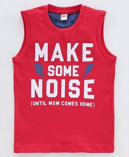 Ojos Sleeveless T-Shirt Text Print - Red