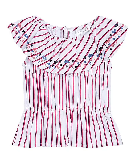 Elle Kids Short Sleeves Striped Top - White